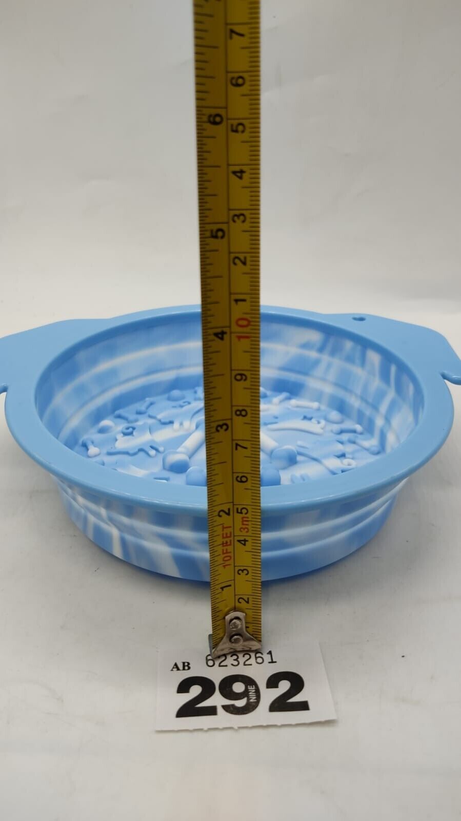 Pet Foldable Food Bowl Slow Feeder with Underneath Suction for Small Animal Blue