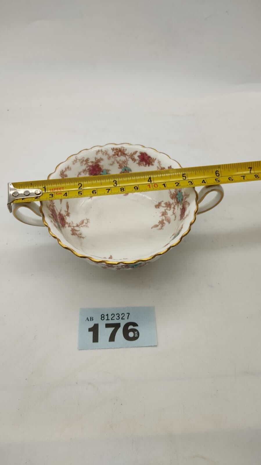 Minton Ancestral Cream Soup Bowl 2 Handles, Bone China - Made In England