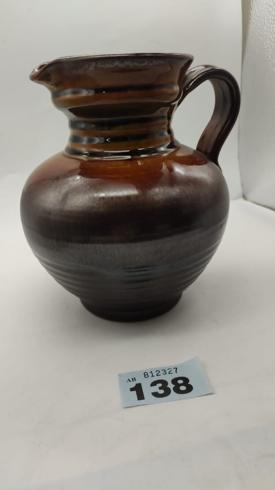 Large Vintage Glazed Pottery Decorative Jug, Brown