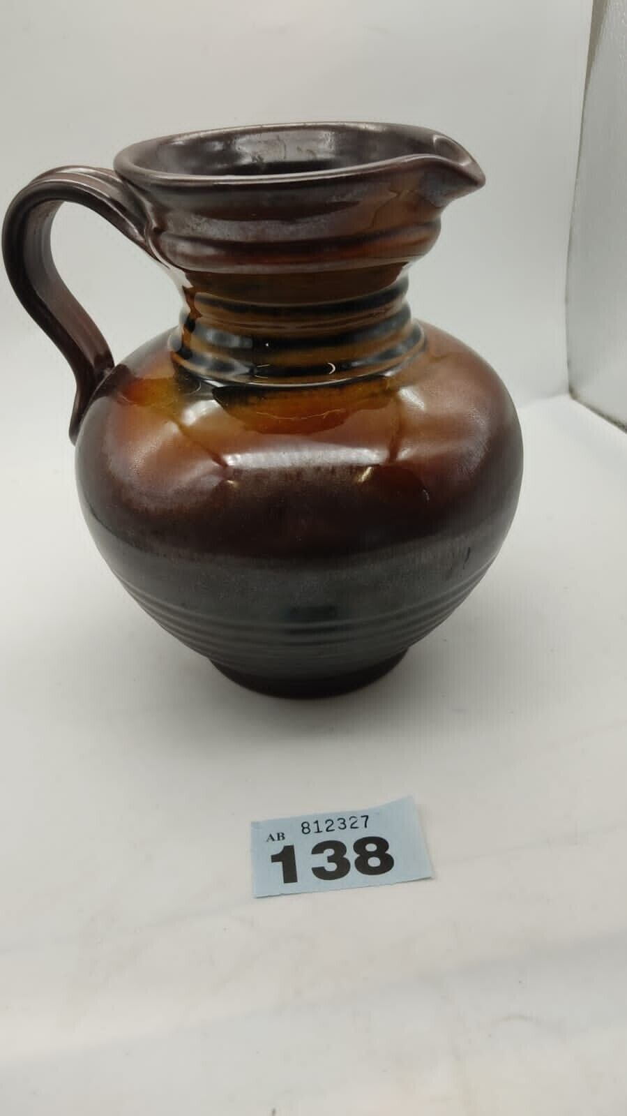 Large Vintage Glazed Pottery Decorative Jug, Brown