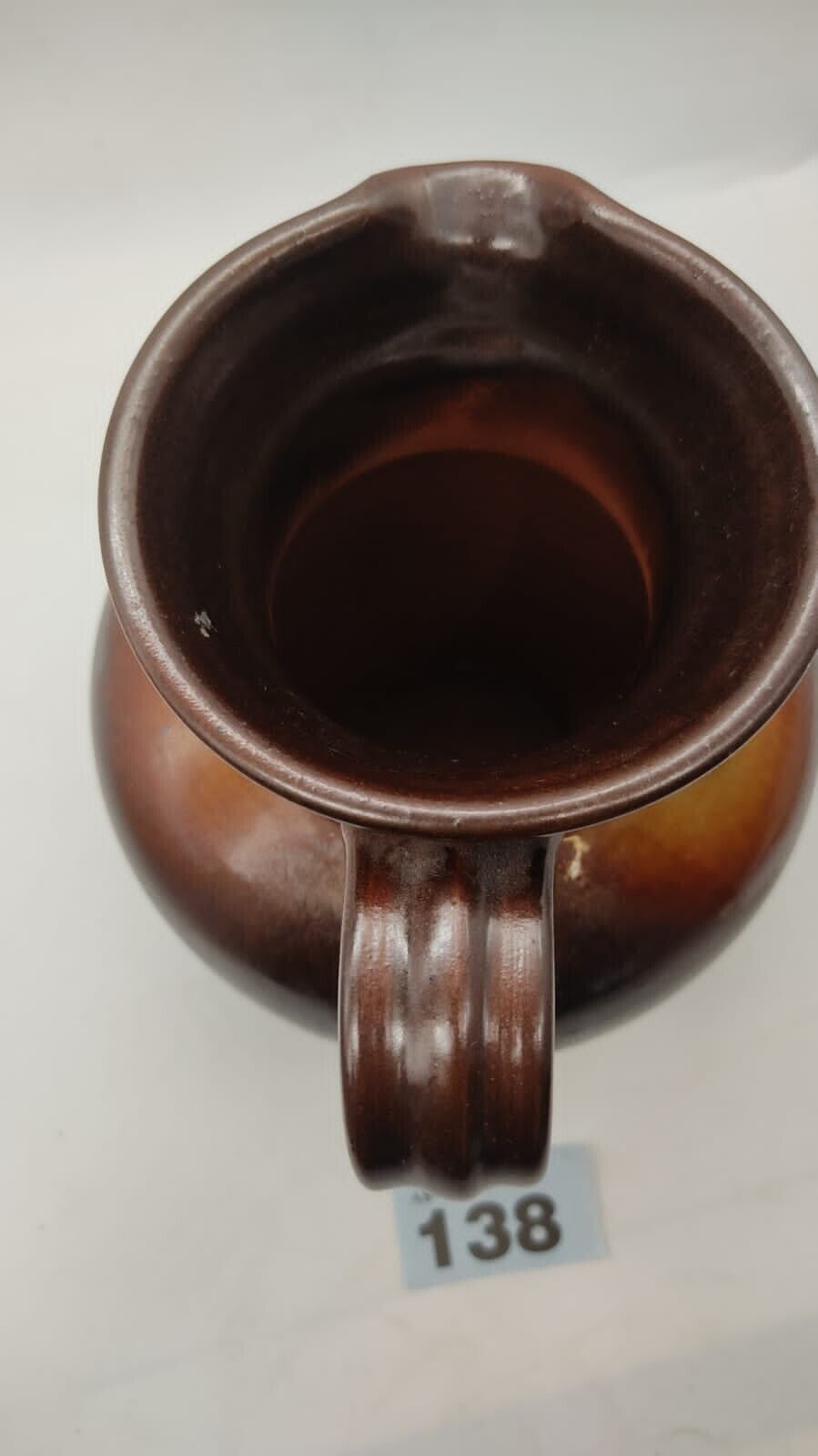Large Vintage Glazed Pottery Decorative Jug, Brown