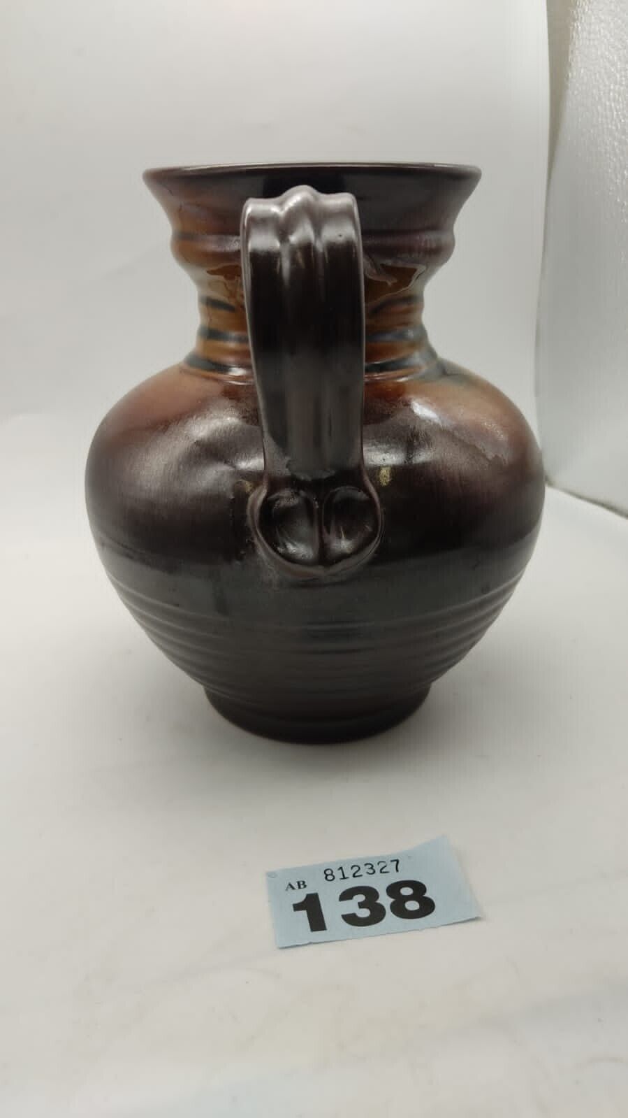 Large Vintage Glazed Pottery Decorative Jug, Brown