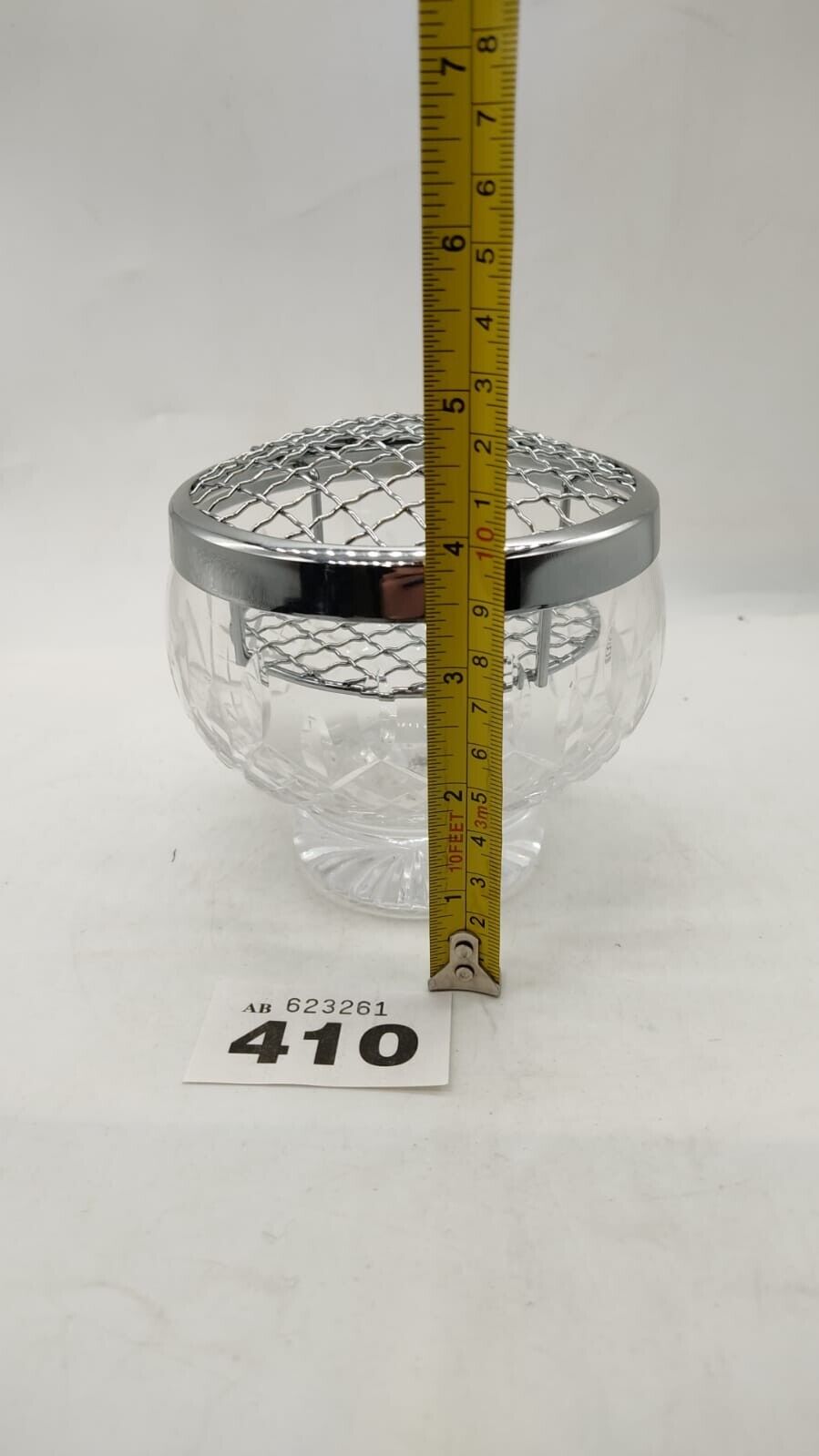 Lovely Vintage Royal Brierley Lead Crystal Footed Rose Bowl with Chrome