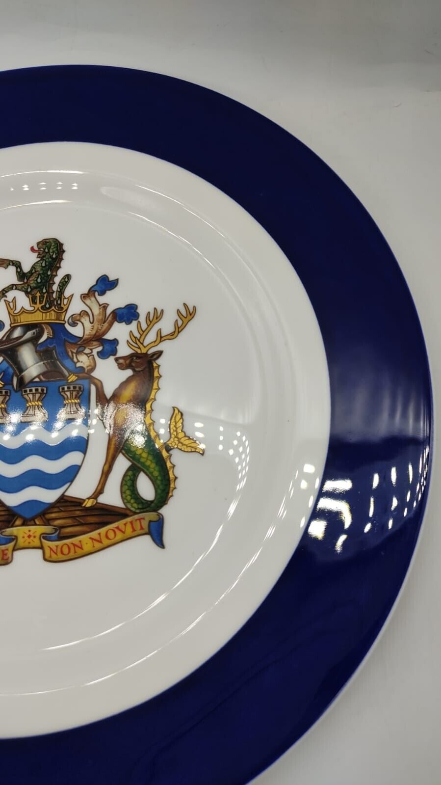 Armorial Collectors Plate, N.2 Unboxed Vintage Armorial Blue English Porcelain