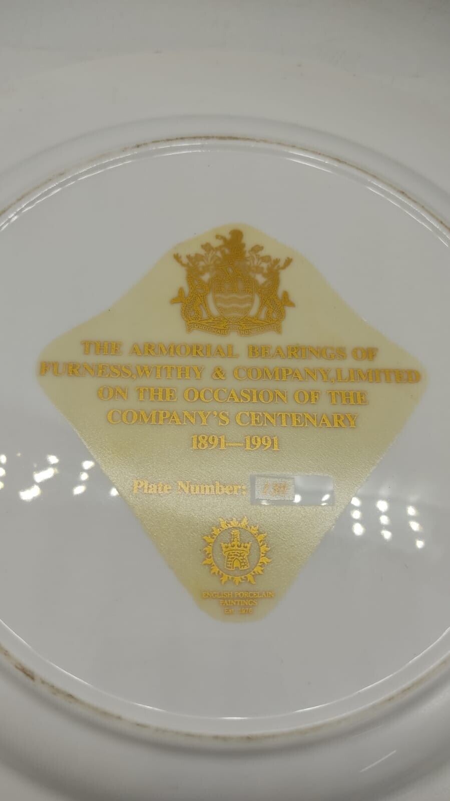 Armorial Collectors Plate, N.2 Unboxed Vintage Armorial Blue English Porcelain