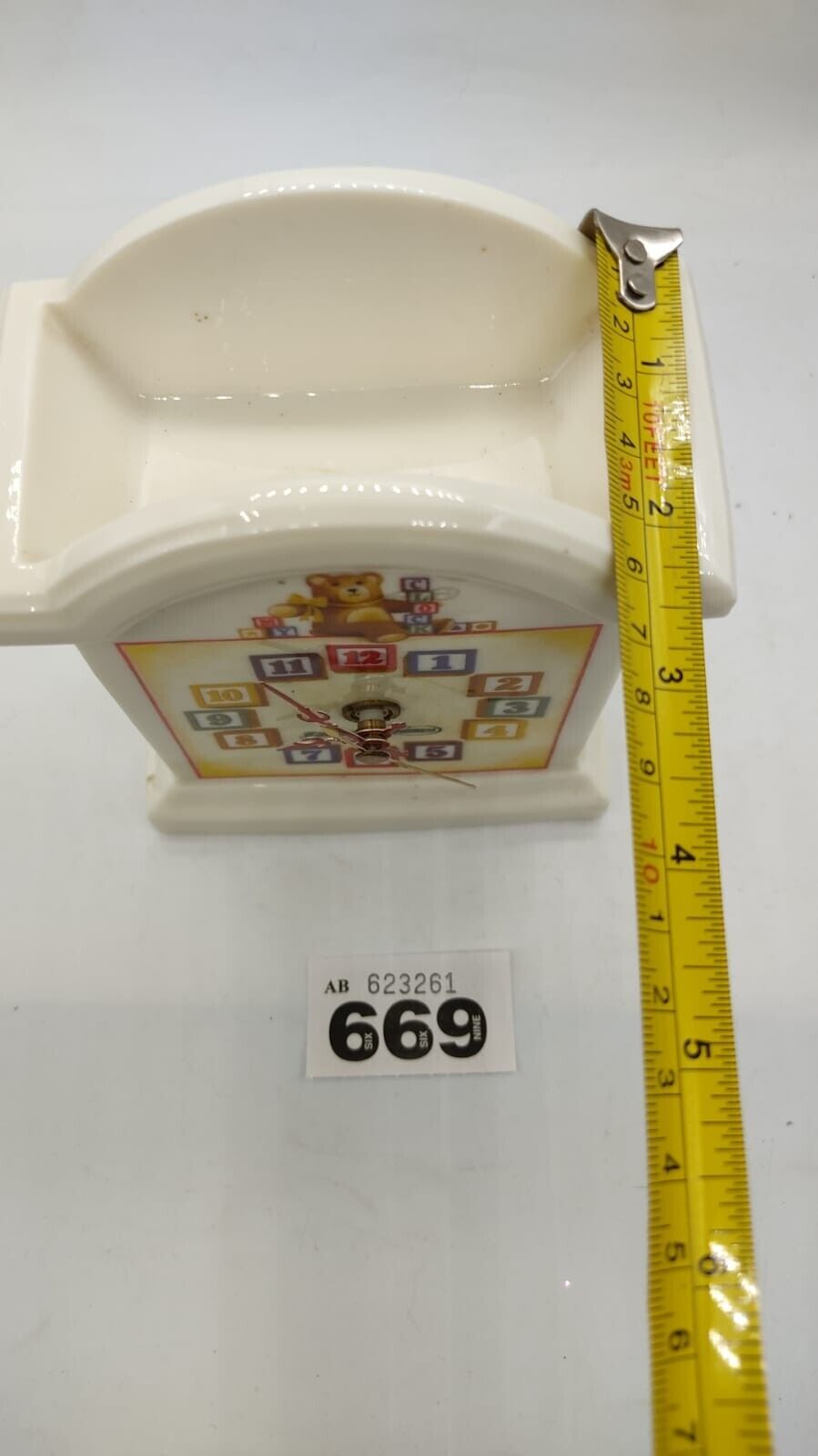 Gilchrist and Soames Porcelain Teddy Bear Clock for Baby's Room, Made in England