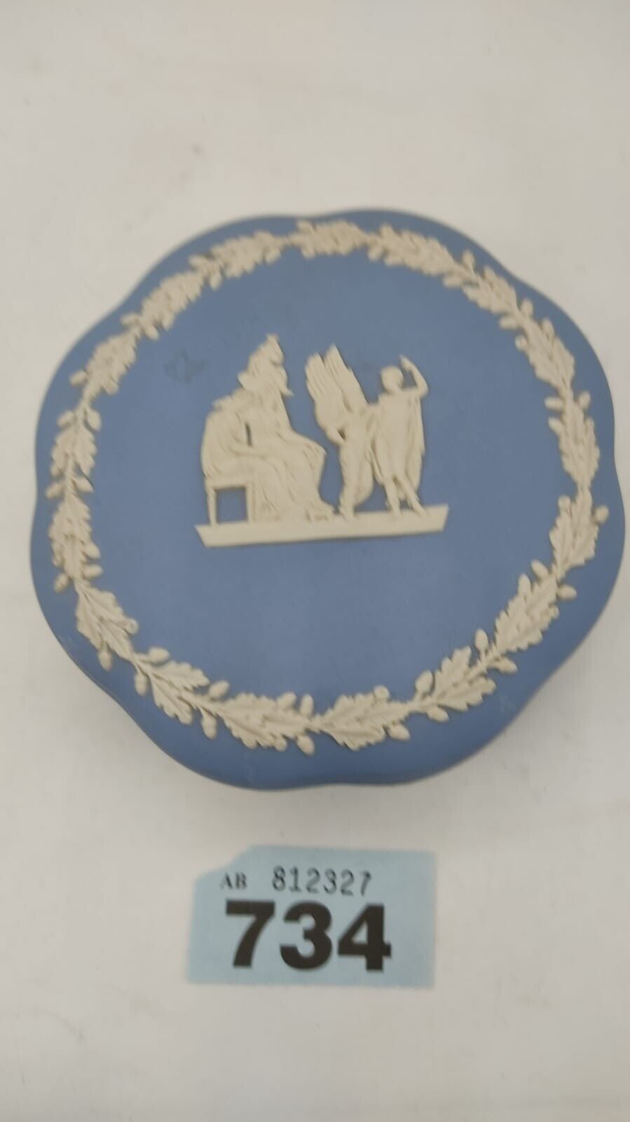 Wedgwood Jasperware Blue Flowers Trinket Box Mythological - Figures No 73