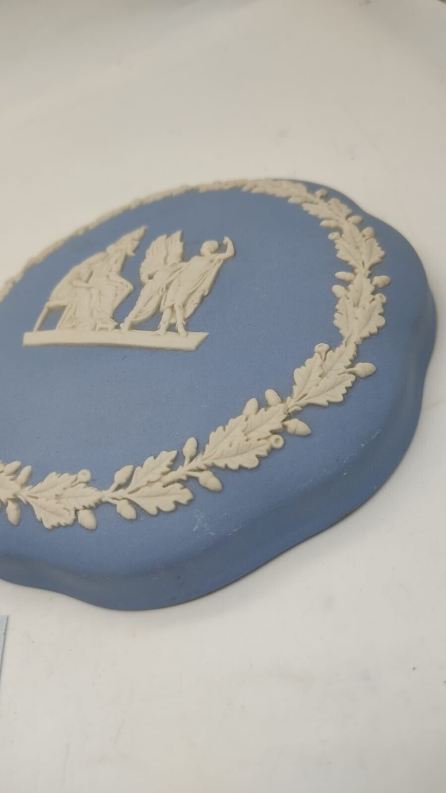 Wedgwood Jasperware Blue Flowers Trinket Box Mythological - Figures No 73