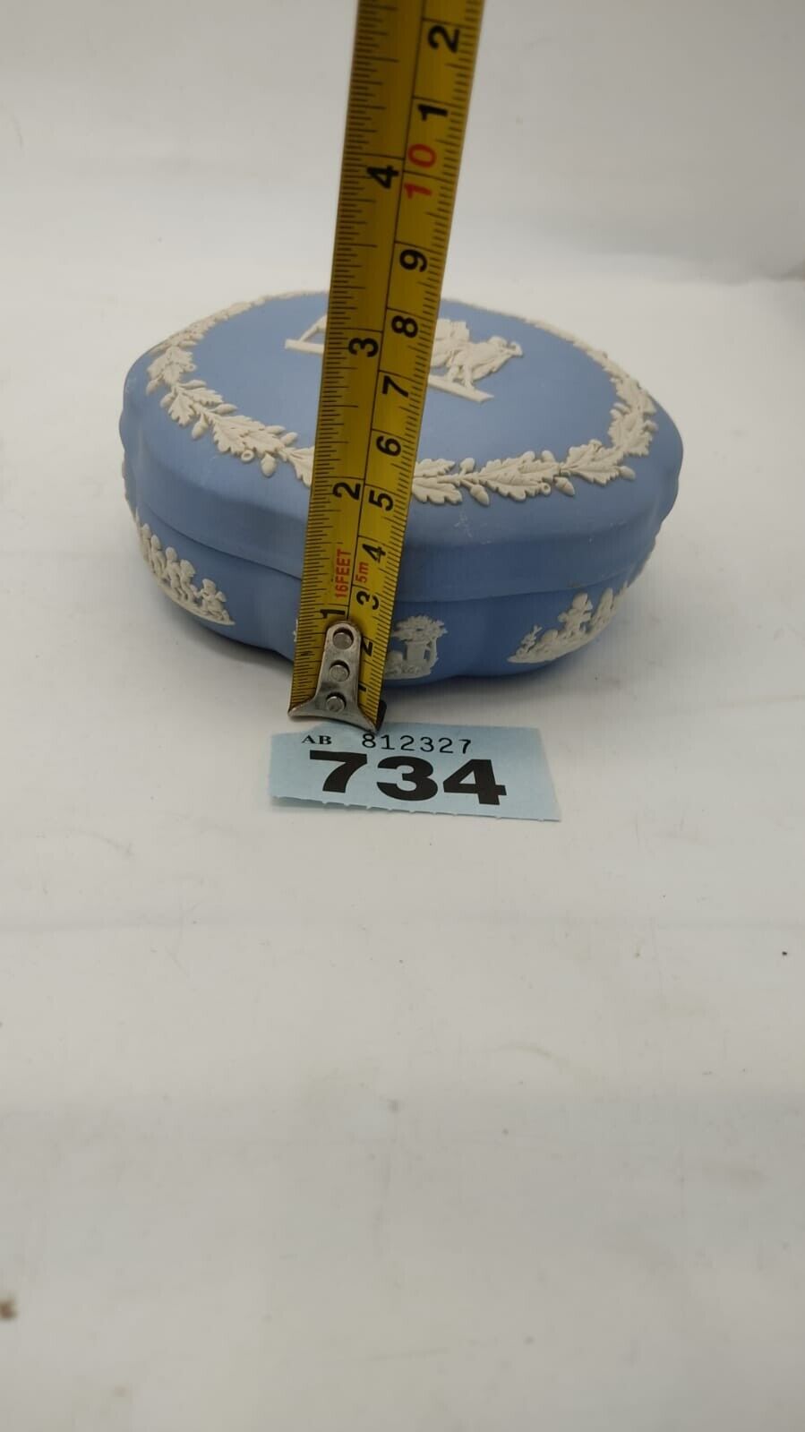Wedgwood Jasperware Blue Flowers Trinket Box Mythological - Figures No 73