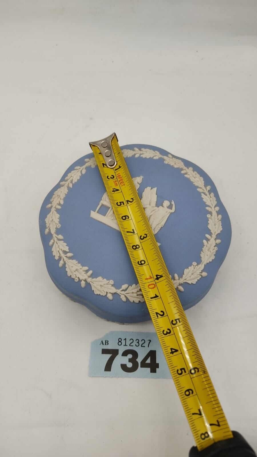 Wedgwood Jasperware Blue Flowers Trinket Box Mythological - Figures No 73