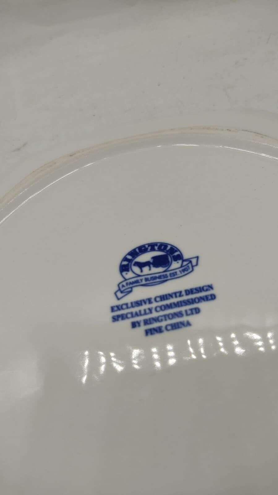 Ringtons Cake Plate Blue Chintz Design Blue Floral Pattern Made England Vintage