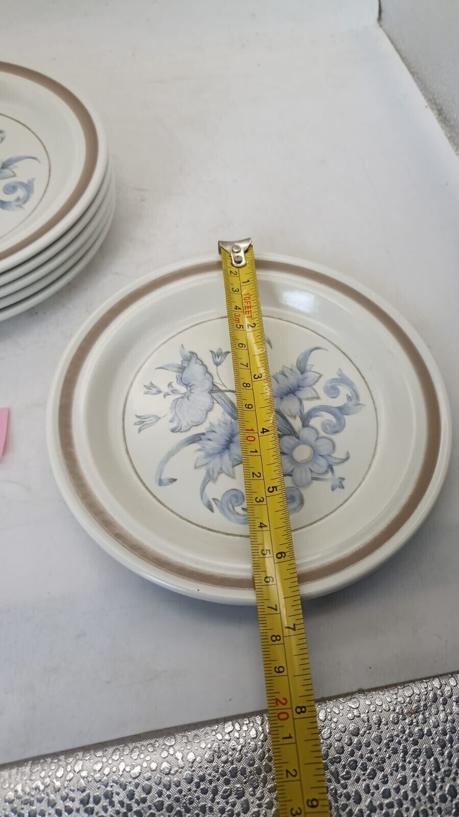 Set of 6 Royal Doulton Lambeth Stoneware Inspiration Side Plates White & Blue