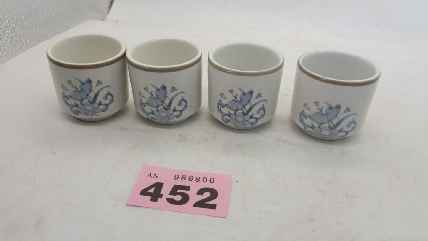 Set of 4 Royal Doulton Lambeth Stoneware Inspiration Porcelain Cups White & Blue