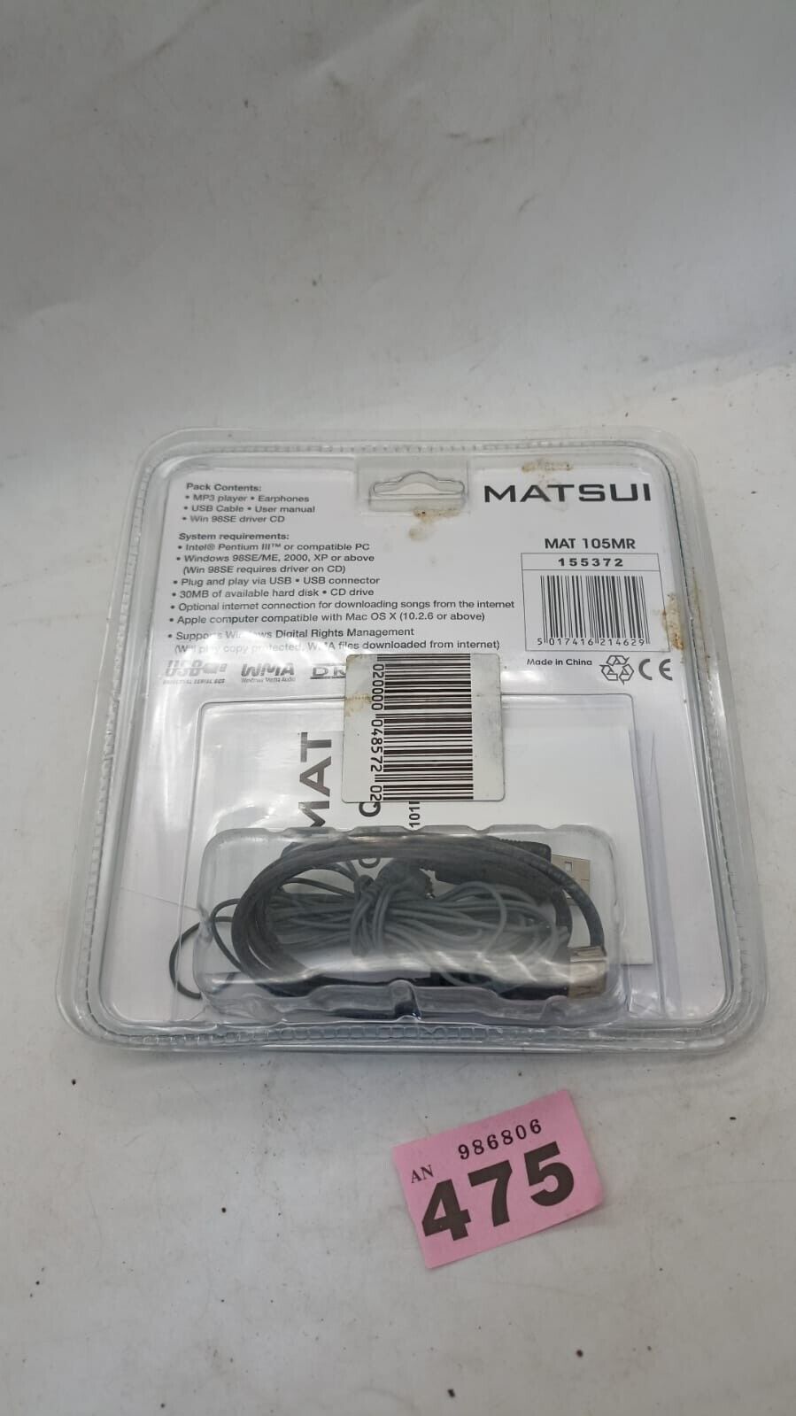 Sealed Matsui 512mb MP3 Player Music Portable USB Black