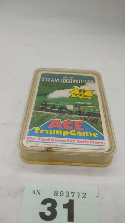 Set Vintage Ace Trumps British Steam Locomotives. Full Used. In Plastic Case