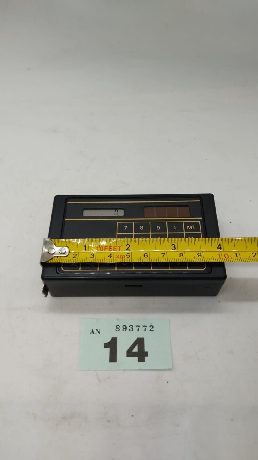 Solar-Powered Calculator with 10 Foot Tape Measure in Carrying Case Box, Vintage