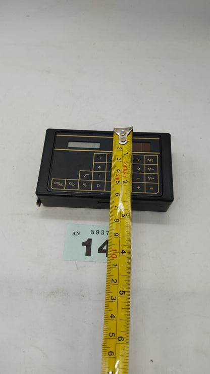 Solar-Powered Calculator with 10 Foot Tape Measure in Carrying Case Box, Vintage