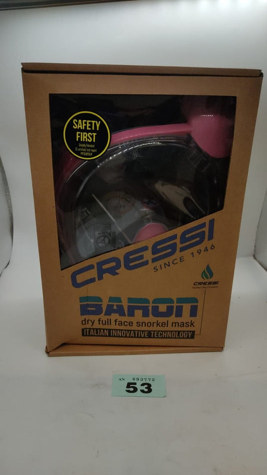 Cressi Baron Full Face Mask Snorkel Swimming Anti-Fog Comfortable M/L Clear Pink