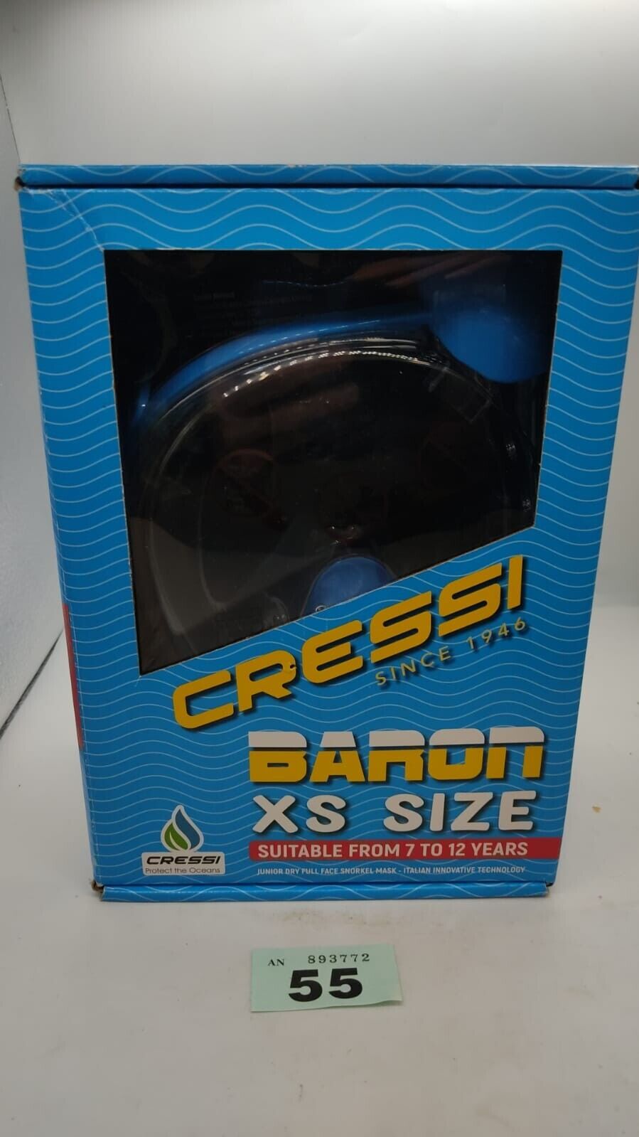 Cressi Baron Full Face Mask Snorkel Swimming Anti-Fog Comfortable Size XS Blue