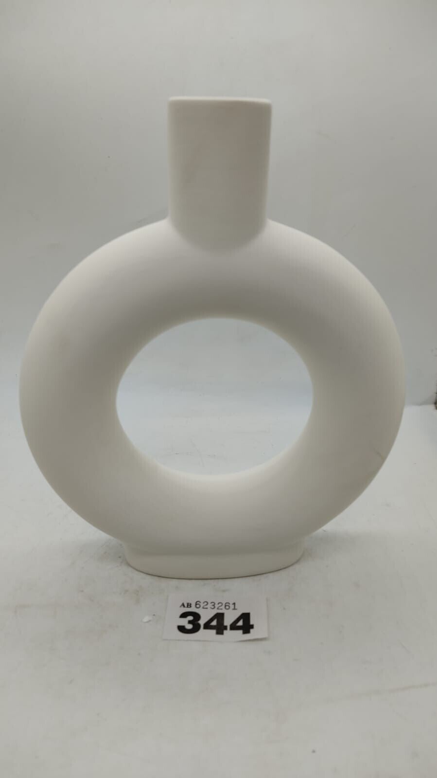 Nordic Ceramic Doughnut Vase Round Medium Modern White New Boxed