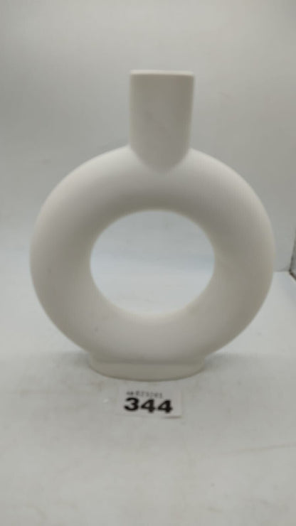 Nordic Ceramic Doughnut Vase Round Medium Modern White New Boxed