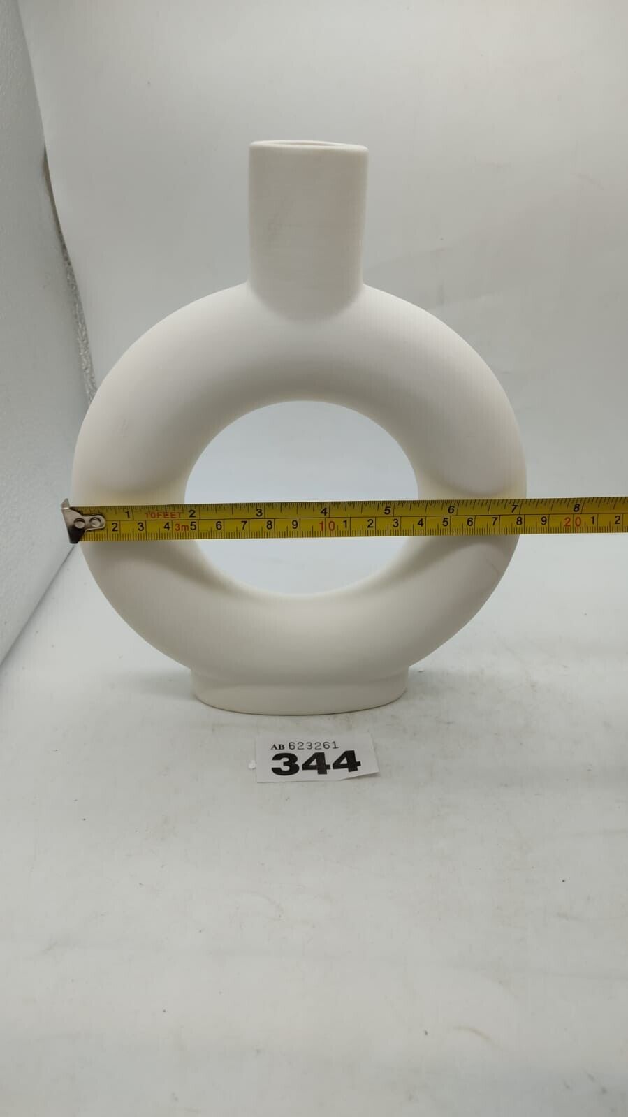 Nordic Ceramic Doughnut Vase Round Medium Modern White New Boxed