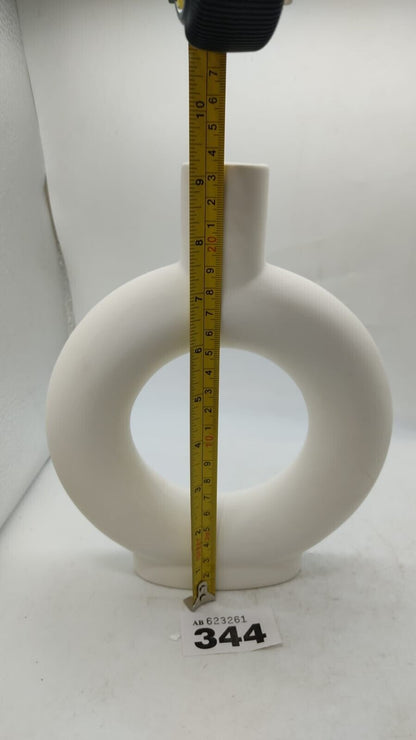 Nordic Ceramic Doughnut Vase Round Medium Modern White New Boxed