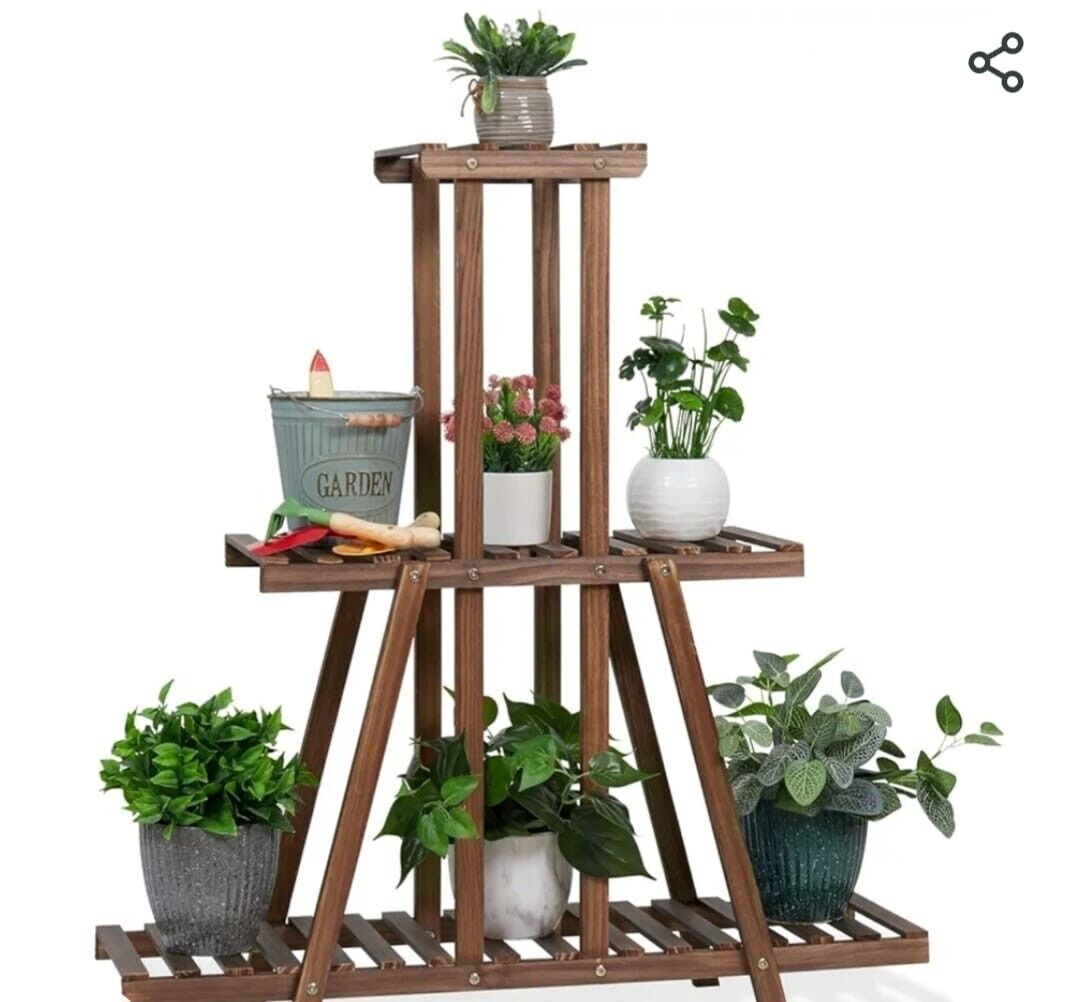 3 Steps Flower Stand Wood Plant Staircase Corner Flower Rack Planting Rack