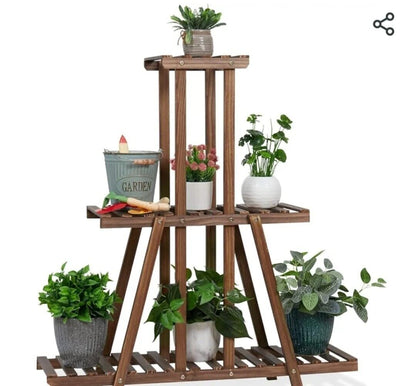 3 Steps Flower Stand Wood Plant Staircase Corner Flower Rack Planting Rack