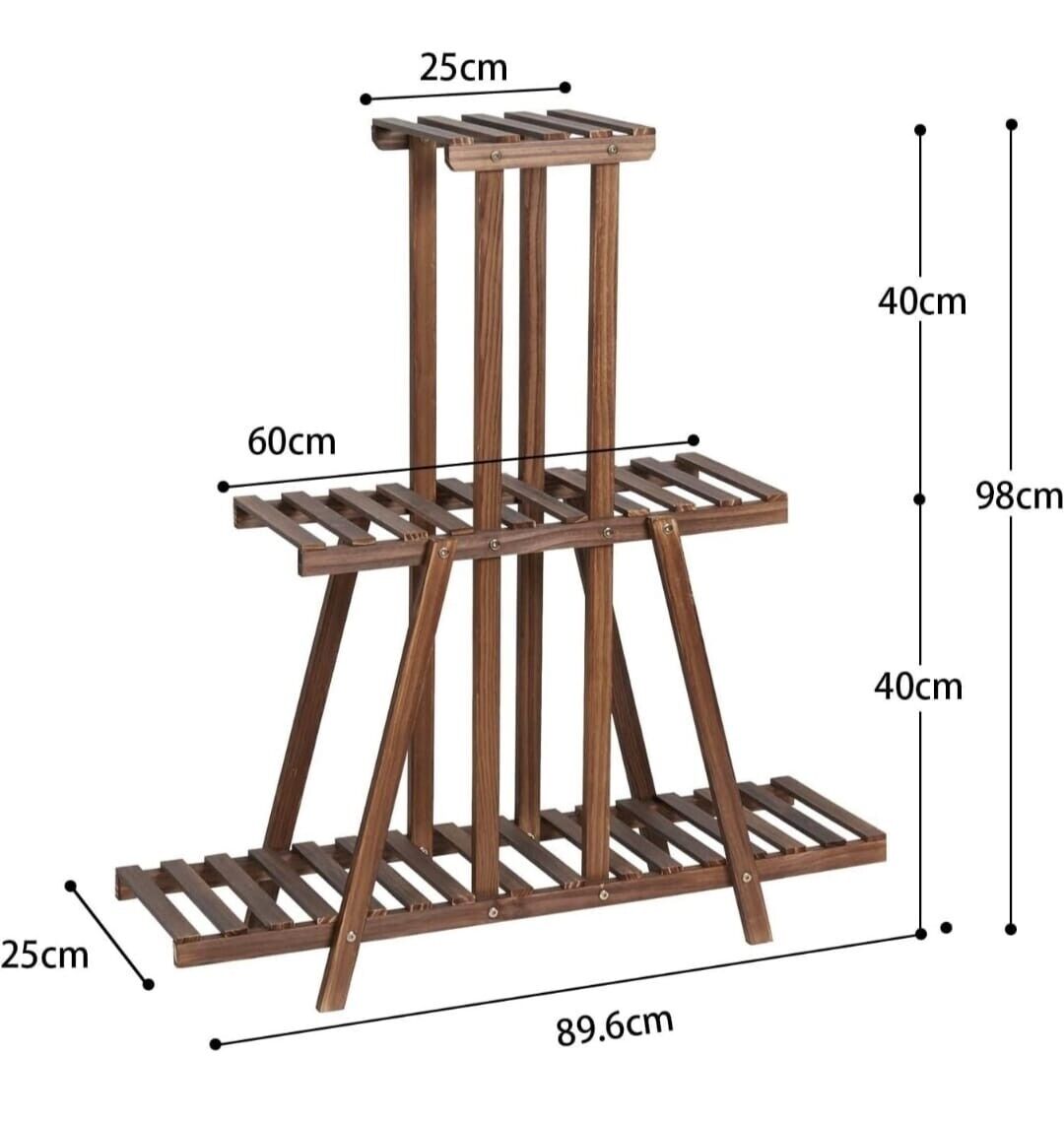 3 Steps Flower Stand Wood Plant Staircase Corner Flower Rack Planting Rack