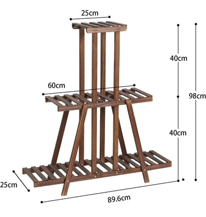 3 Steps Flower Stand Wood Plant Staircase Corner Flower Rack Planting Rack