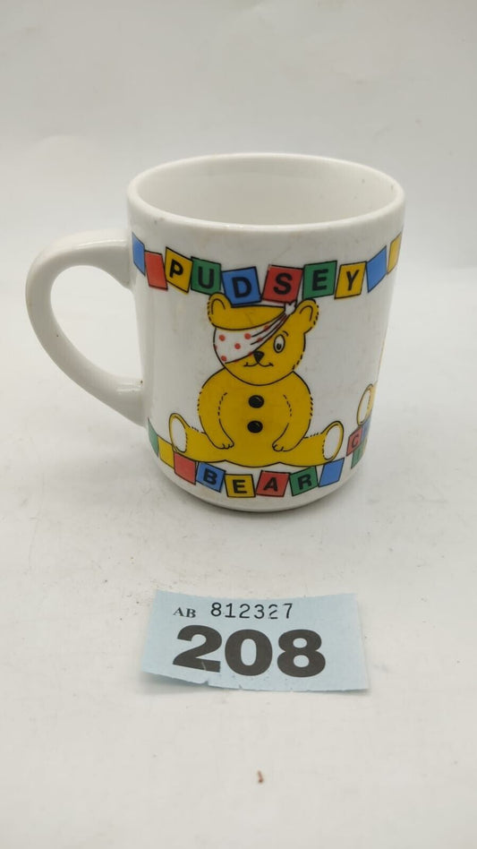 Retro Collectable 1986 Yellow Pudsey Bear Novelty Coffee/Tea Mug Cup, Vintage