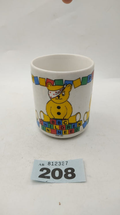 Retro Collectable 1986 Yellow Pudsey Bear Novelty Coffee/Tea Mug Cup, Vintage