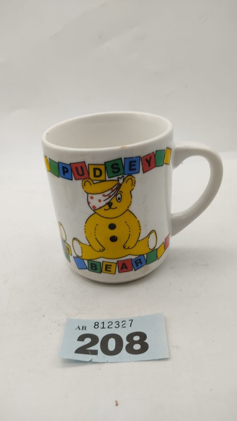 Retro Collectable 1986 Yellow Pudsey Bear Novelty Coffee/Tea Mug Cup, Vintage