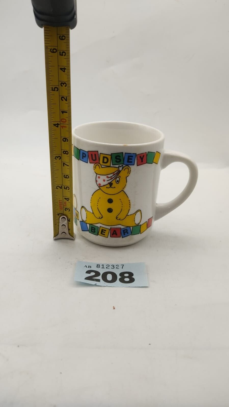 Retro Collectable 1986 Yellow Pudsey Bear Novelty Coffee/Tea Mug Cup, Vintage