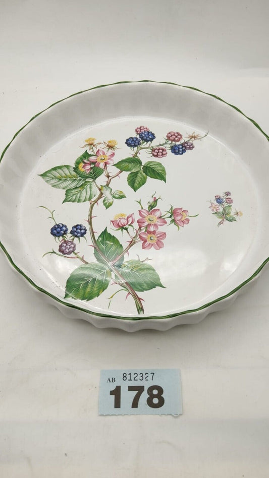 MAYELL Flan Tart Pie Dish Blackberries & Bramble Pattern