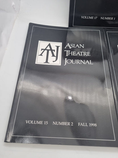 Lot Of 3 RARE Asian Theatre Journal Fall 1998, Spring 1999, 2000 Volumes 15, 16,