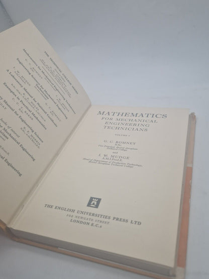 Mathematics For Mechanical Engineering Technicians Romney & Mudge Volume One HB