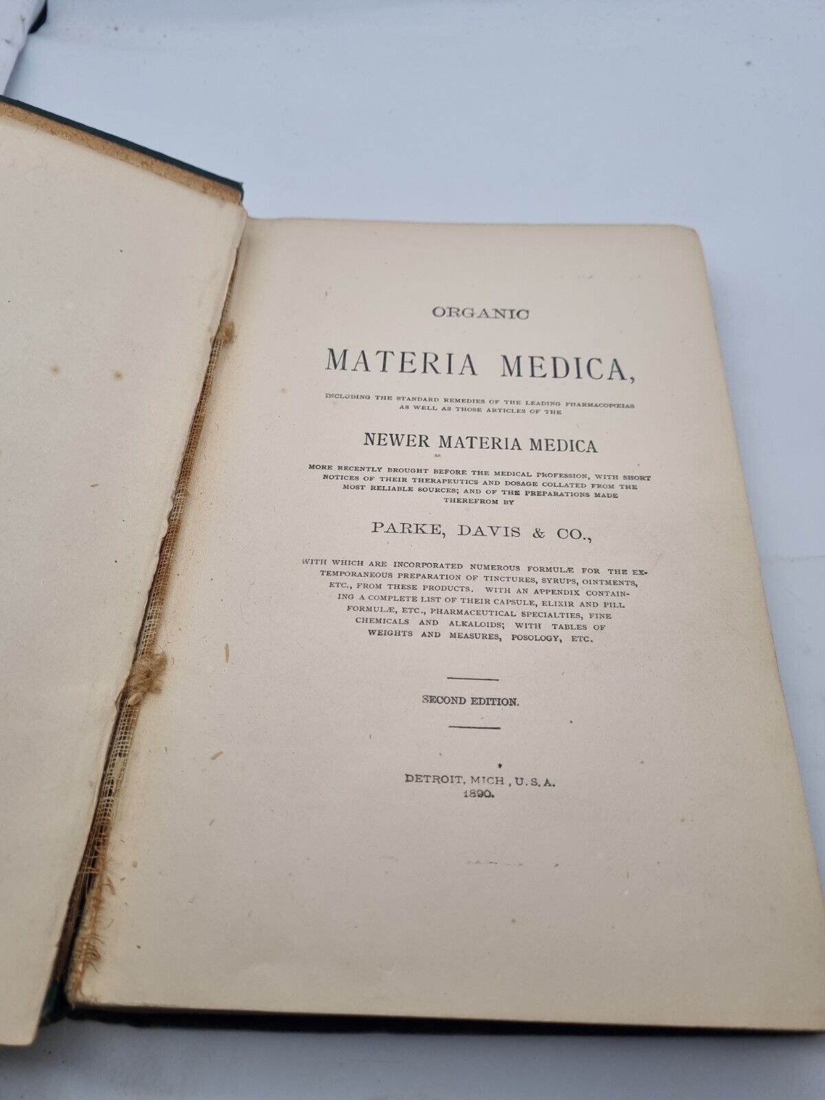 RARE ANTIQUE 1890 Organic Material Medica Parke, Davis & Co. Hardback Book