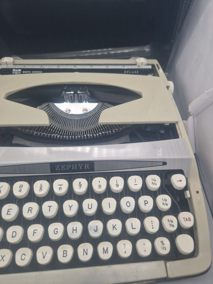 Vintage 1960's SCM Smith-Corona Zephyr Deluxe Portable Typewriter & Cover.
