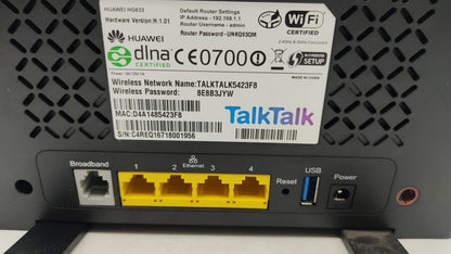 TalkTalk Router Huawei HG633 Untested No Leads -  Untested