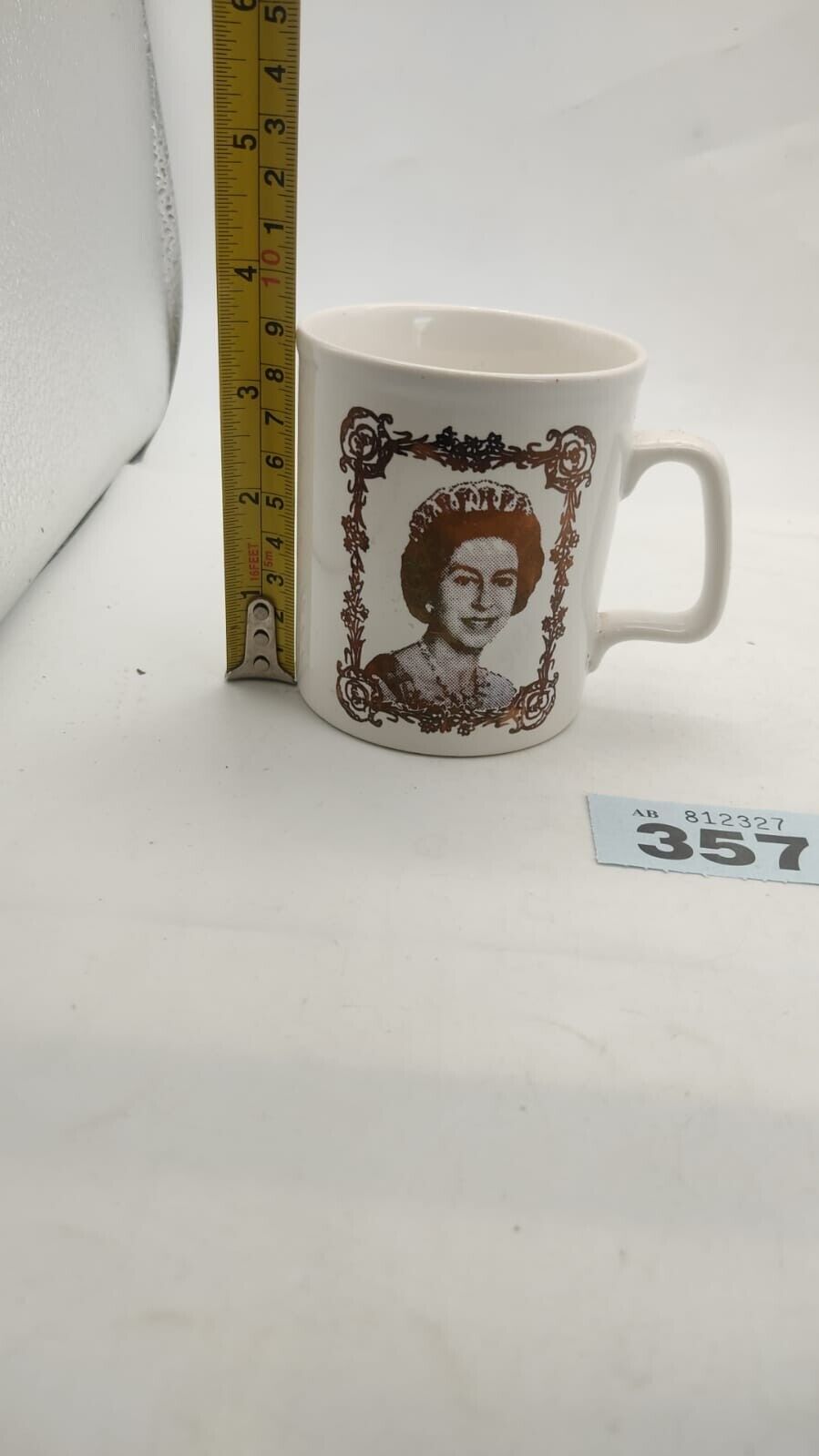 HM Queen Elizabeth - Silver Jubilee Commemorative Metallic Ironstone Mug Vintage