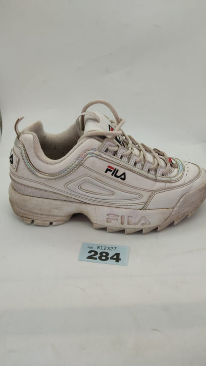 FILA Disruptor Sneaker Shoes Low Top Lace Up White Navy Red Womens Size UK 4.5