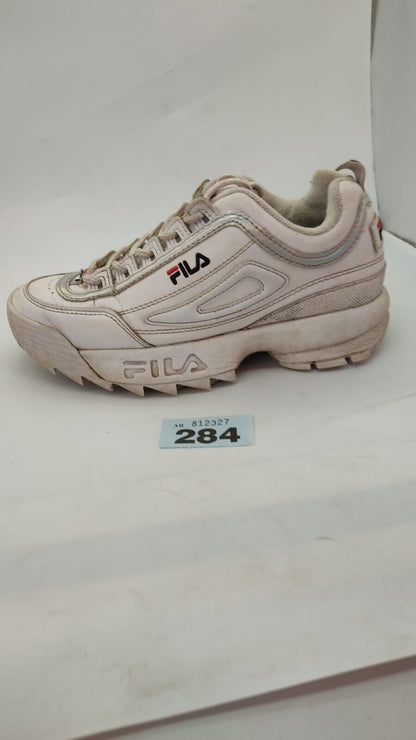 FILA Disruptor Sneaker Shoes Low Top Lace Up White Navy Red Womens Size UK 4.5