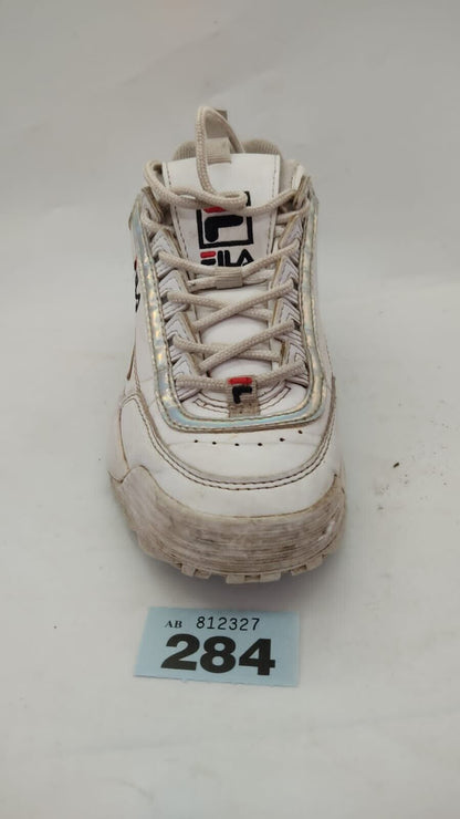 FILA Disruptor Sneaker Shoes Low Top Lace Up White Navy Red Womens Size UK 4.5