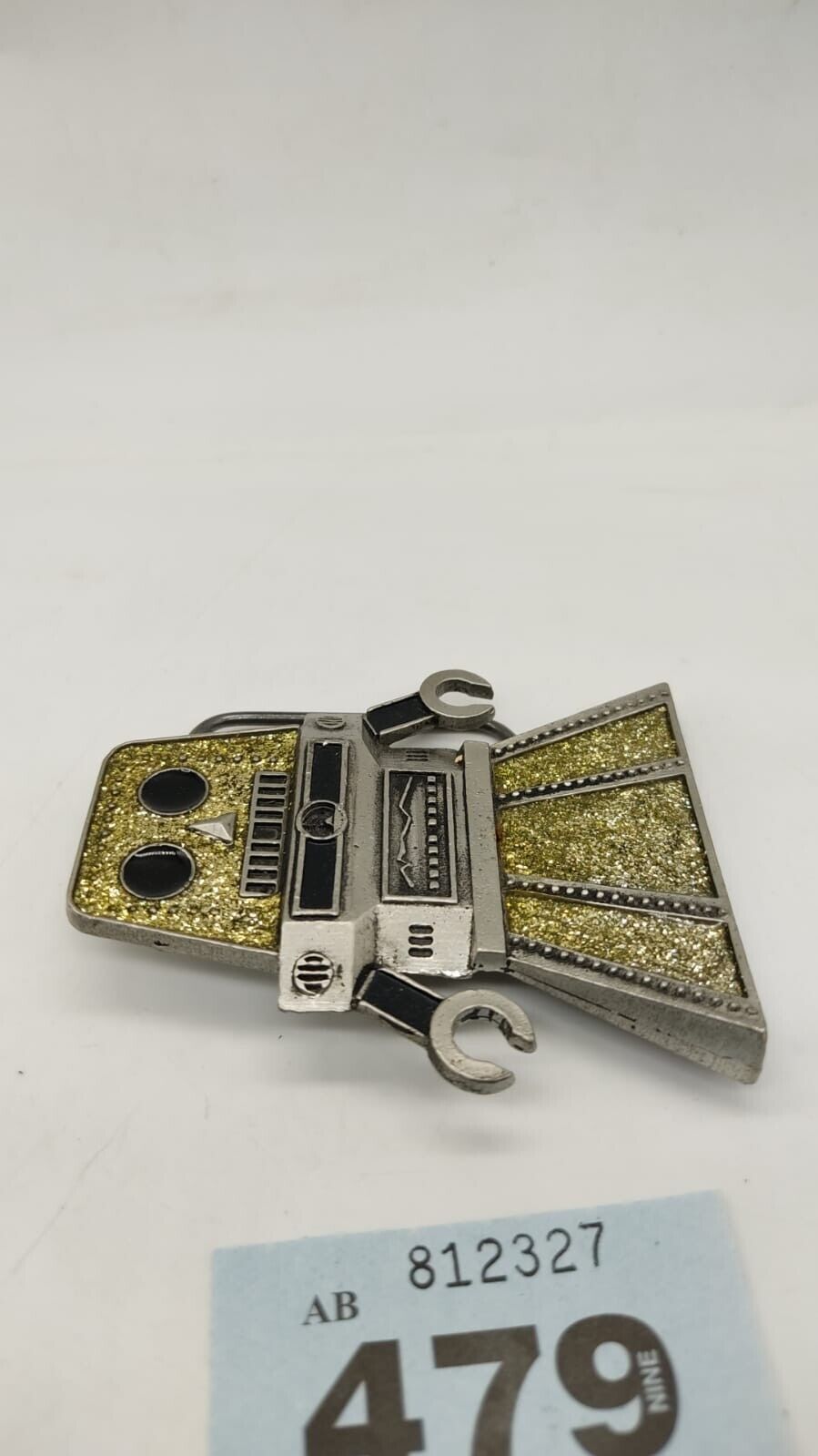 Retro 40's-50's Style Robot Belt Buckle Mobtown Pewter - Gold