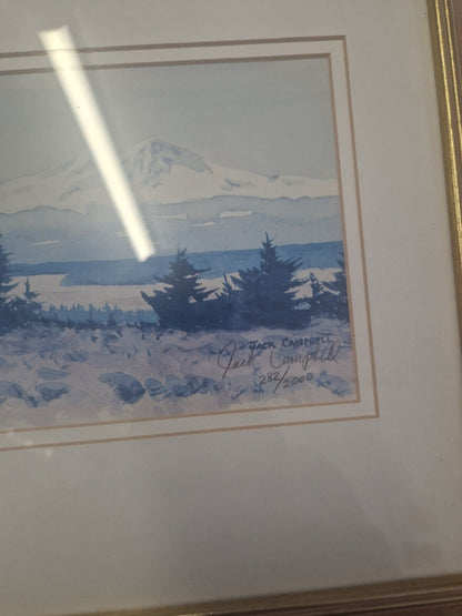 Jack Campbell Mountains Limited Edition Signed Print Framed Trees Snow Nature