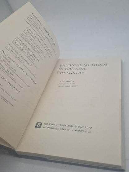 Physical Methods in Organic Chemistry (A R.Pinder - 1964) 1st Edition Hardcover