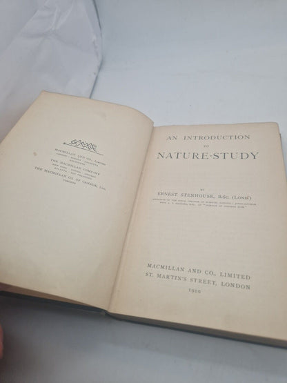 An Introduction to Nature Study Ernest Stenhouse 1910 Macmillan Antique Hardback