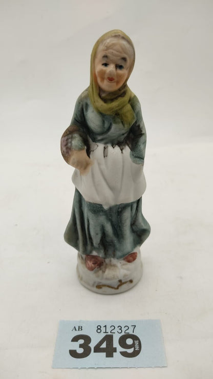 Ceramic Decorative Figurine No #5 Old Woman Standing with Basket - VGC